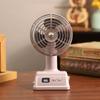 Retro USB Desk Fan - Compact Digital Display for Office, Dorm, or Home
