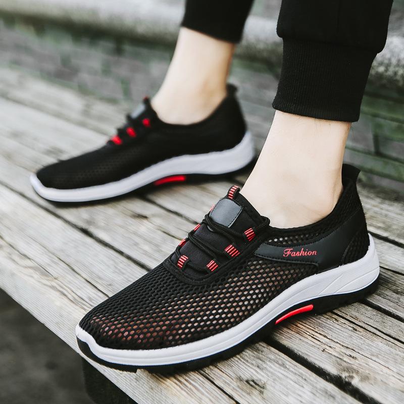 

Летняя сетчатая обувь мужская дышащая сетчатая спортивная обувь корейская версия мужская повседневная обувь сетчатая альпинистская нескользящая универсальная обувь мужская 39 чёрный