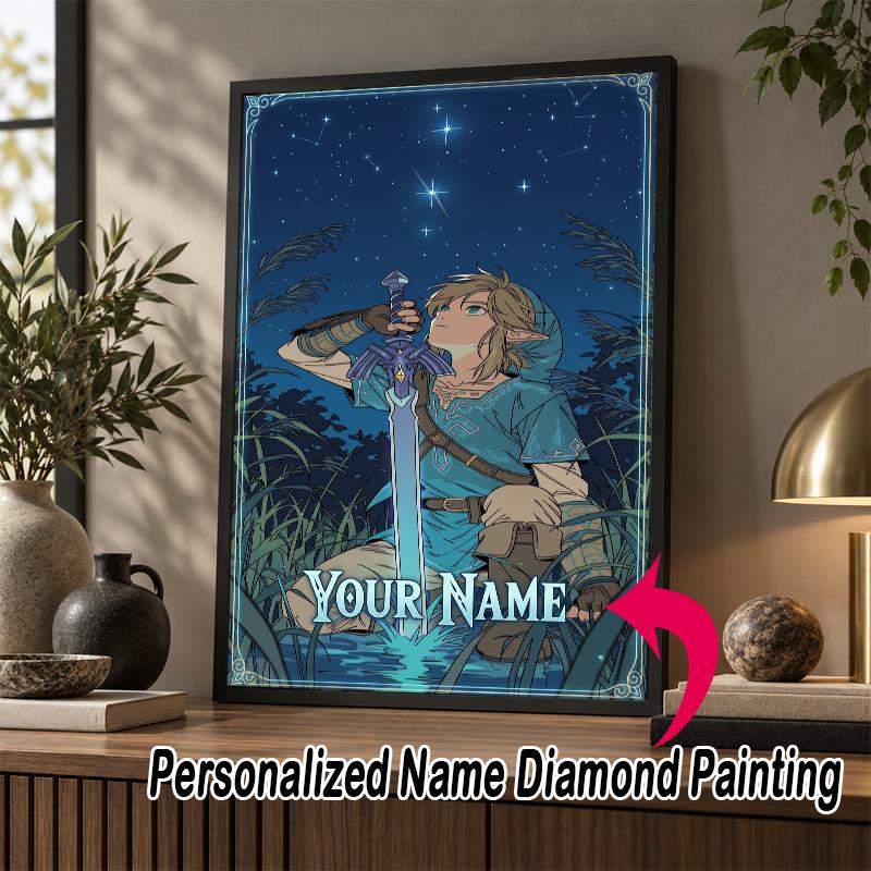 Custom Name Zelda 5D Diamond Painting Personalized Full Drill Diamond Art Kit Gift