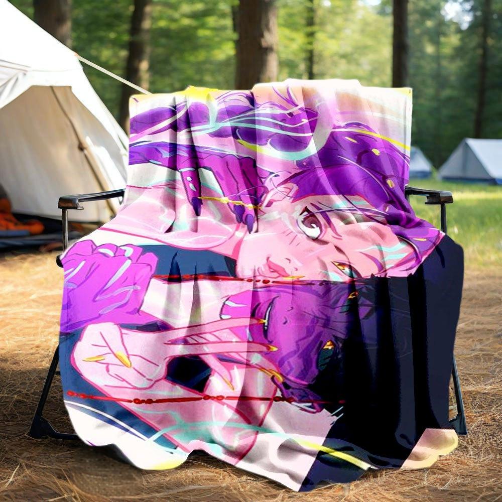 "Electric Dreams: Vibrant Anime Art Print"Blanket Lightweight Flannel Throw Blanket for Sofa, Bed, Travel, Camping, Livingroom, Office, Couc