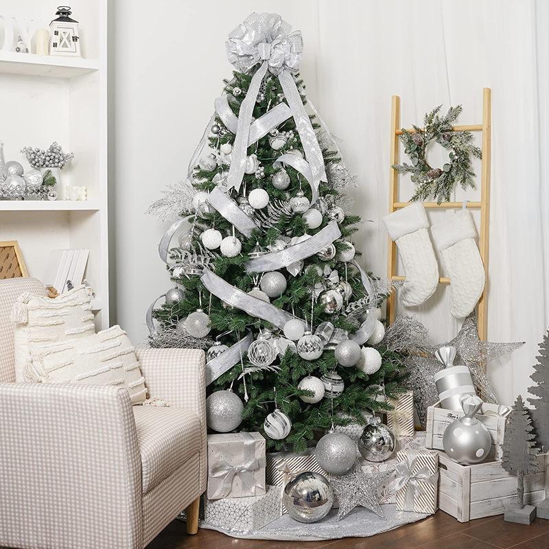 12Pcs 8cm Christmas Tree Balls Ornament Big Glitter White Red Xmas Tree Hanging Pendant Decoration For Home 2025 New Year Gift