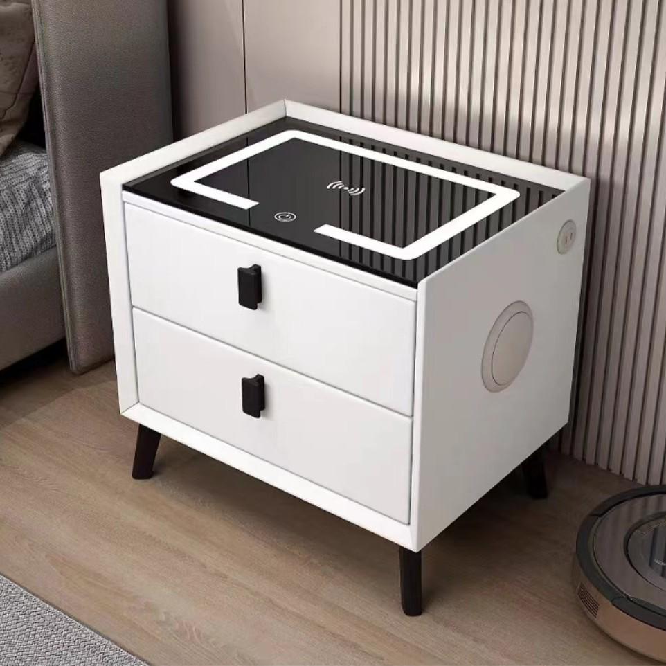 Modern Luxury Smart Bedside Table with Wireless Charging & Multifunctional Storage