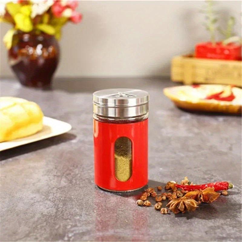 2PCS Stainless Steel Seasoning Bottle Peppercorn Seasoning Bottle Outdoor Barbecue Tools Porous Rotating Lid Seasoning Bottle