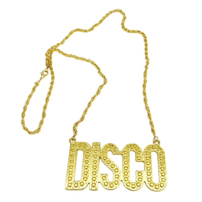 

Hip Hop Disco Necklace Disco Pendant Necklace Gold Chain Necklace Halloween Cosplay Costumes Disco Accessories Gifts 1