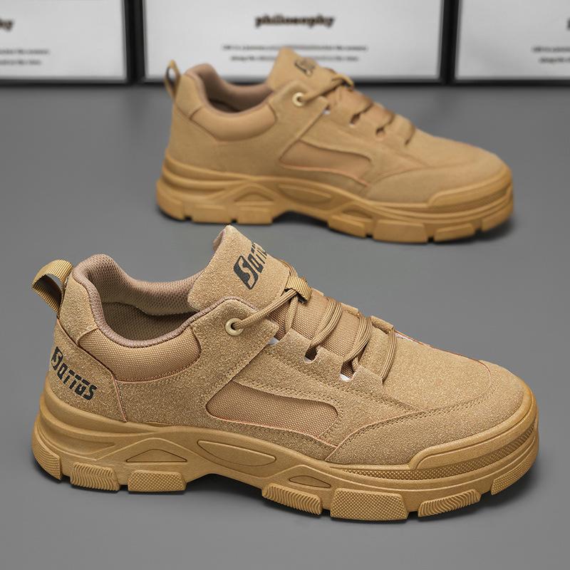 Fashion Men's spring new breathable anti slip wear-resistant workwear shoes men's casual simple comfortable sports board shoes