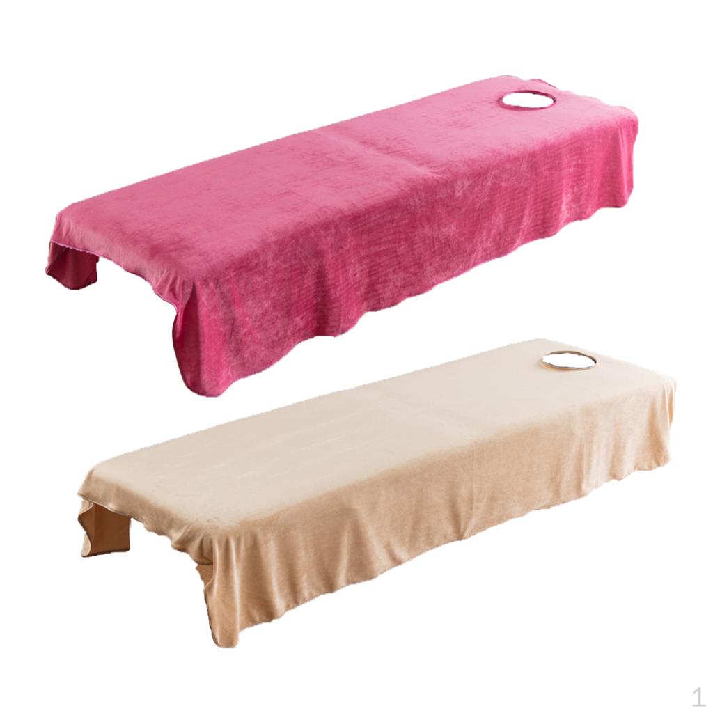 2pcs Soft Velvet Massage Bed Sheet Cover With Hole 47x75inch Camel Rose Red