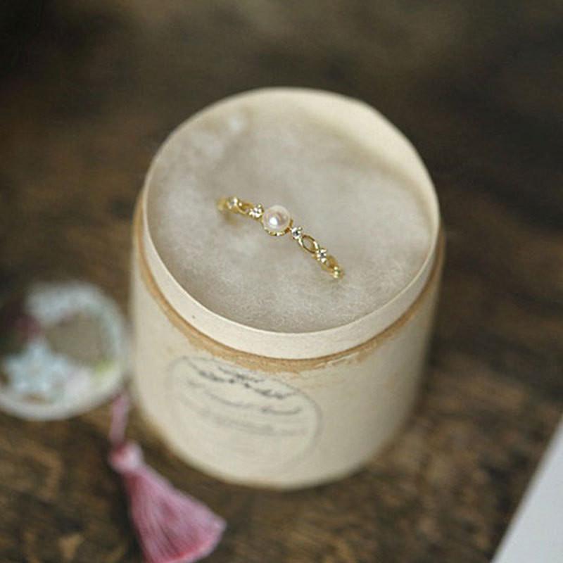 

925 Sterling Silver Shell Pearl Zircon Carving Ring For Women New Trend Chain Jewelry Gift Party Gold