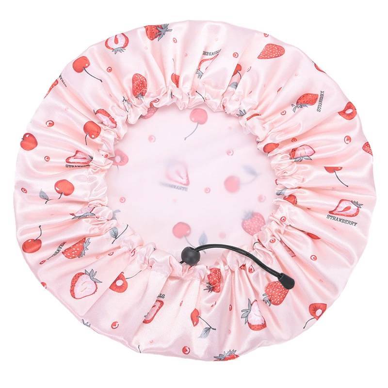 Touca de Banho Reutilizável Estilo Desenho Animado Para Adultos Com Estampa de Margaridas e Design à Prova D'água
