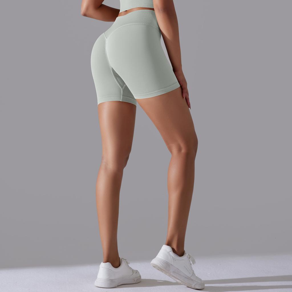 Seamless Solid-color High-waisted Hip-lifting Tight High-elastic Yoga Shorts For Sports, Running, And Fitness, Women's Three-quarter Length Pants