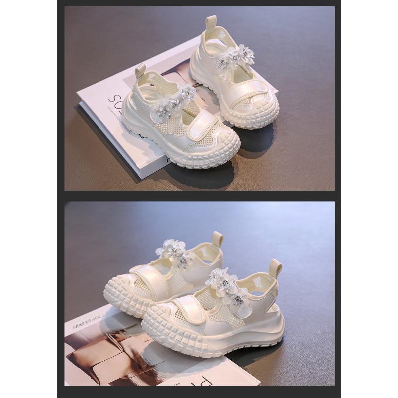 Cute Girls Shoes Mesh Closed-Toe Sport Sandals New Style Fashion Sneakers for Older Kids, Toddler Casual Shoes for Girls
