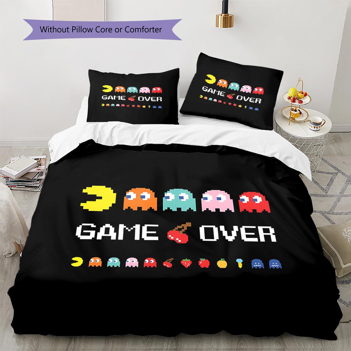 

Pac-Man Pattern Bedding,Quilt Set Quilt Cover Pillowcase Home Birthday Gift (1 * duvet cover + 2 * pillowcase, without core) 135x200cm