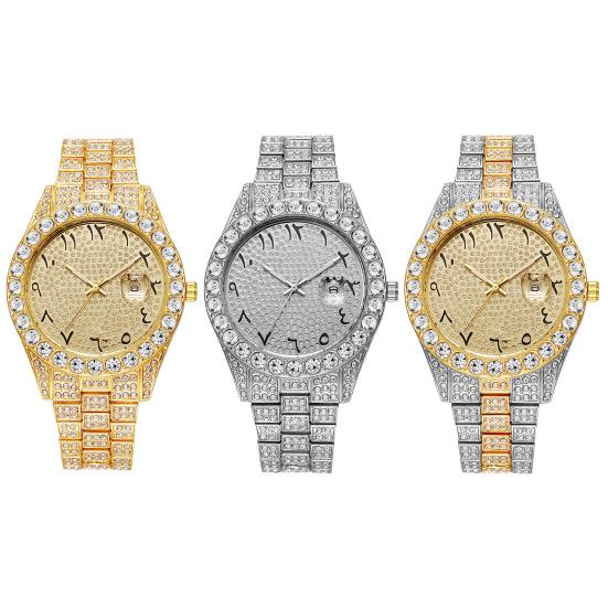 Orologio da polso unisex al quarzo analogico con datario Quadrante con strass scintillanti Orologio da polso per uso quotidiano, in ufficio, alle feste
