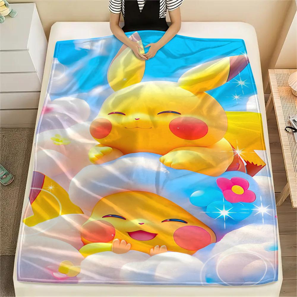 

Pikachu Soft Print Flannel Blanket Cozy for Sofa Bed Couch Travel and Home.-TING 75x90cm