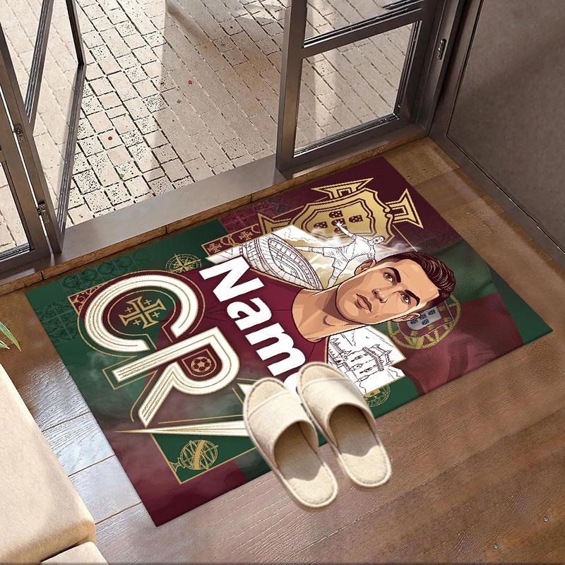 Custom Name Personalized Cristiano Ronaldo Print Carpet, Versatile Home Decor Rug, for Playroom, Apartment, Balcony, Entryway, Hallway Gift