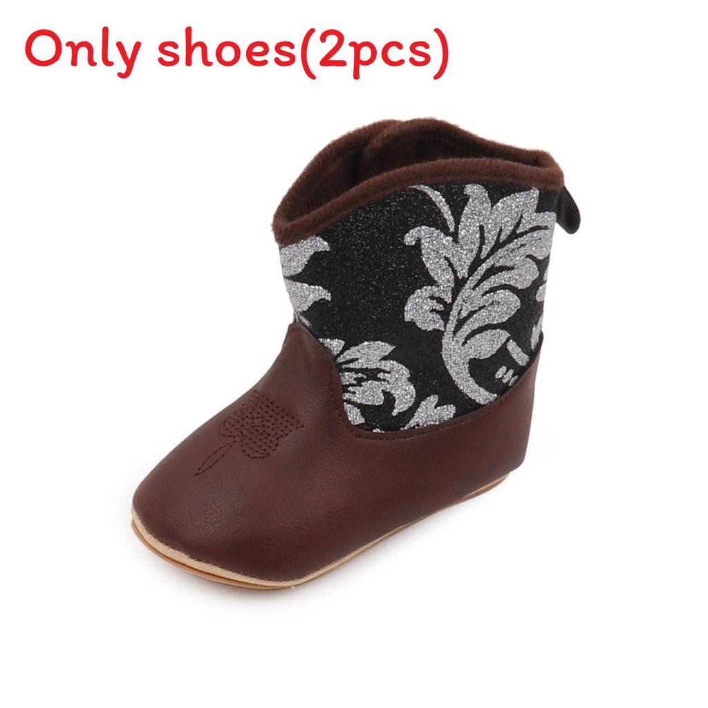 

Baby Girl Winter Ankle Boots With Nonslip Sole And Flower Print For Toddler Indoor Outdoor Use 14cm