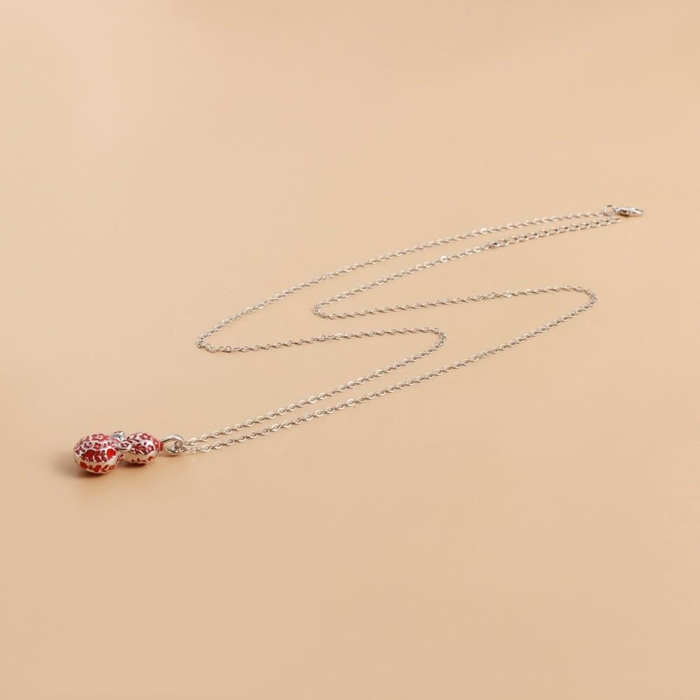 Drip Oil Gourd Pendant Necklace Red Enamel Peanut Pendant Necklace  Women Girl