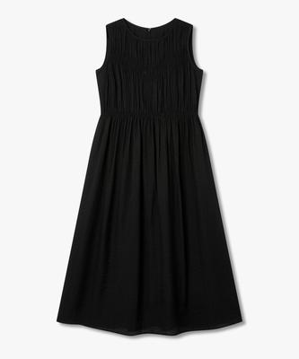 Bobeu Shirred Crinkle Sleeveless Dress_Black 7156237001