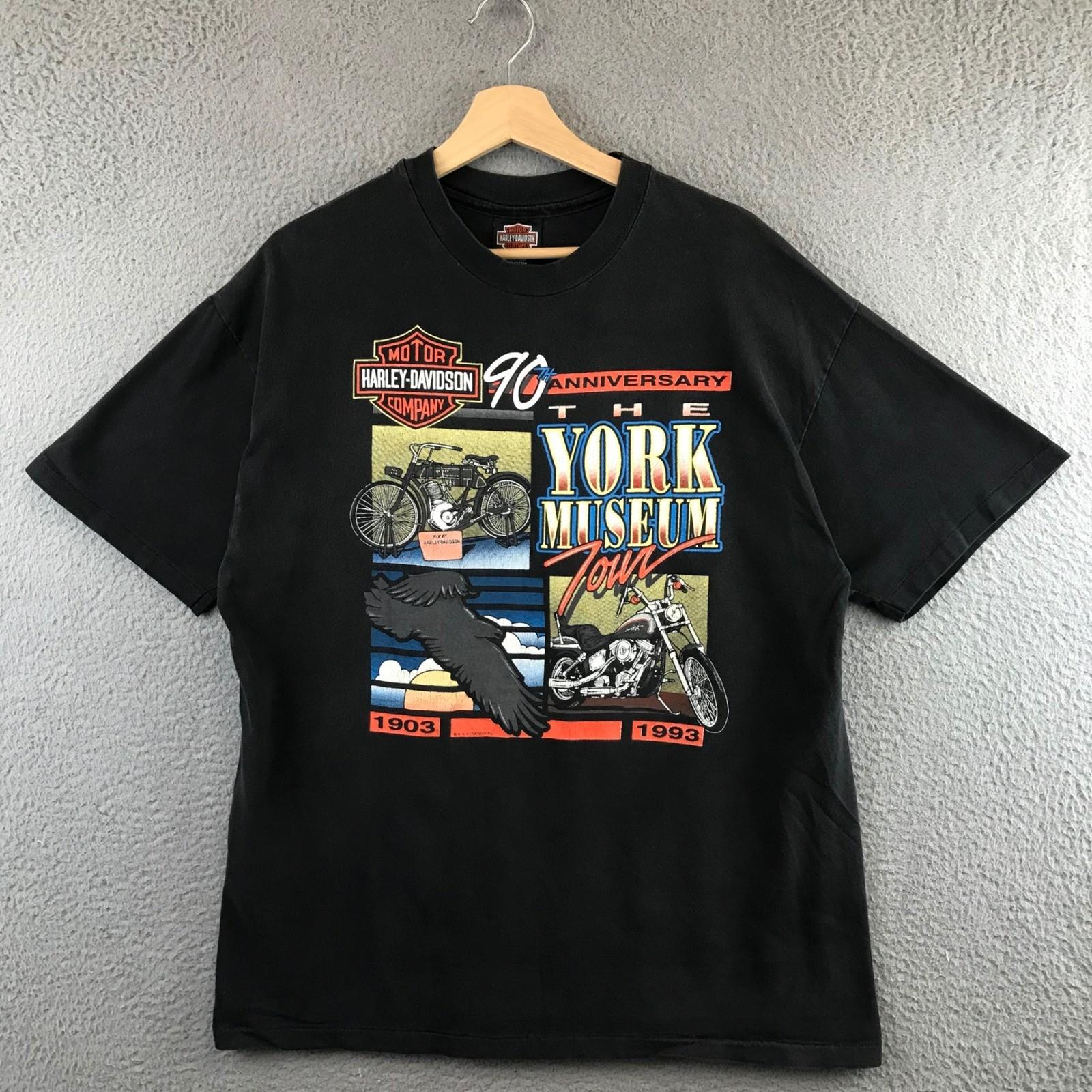 T-ShirtVintage Harley Davidson 90th Anniversary York Museum Tour T Shirt Black XL 1993 L