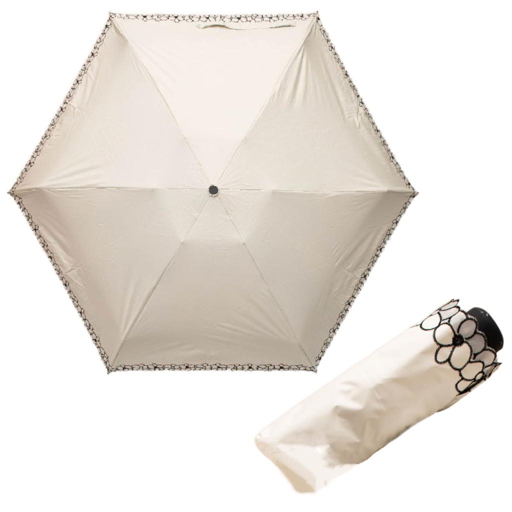 Folding Parasol with Floral Pattern and Embroidered Heat Light UV UV Mini Suitable for Sun and UV Super TA11 Trim, Blocking, Blocking, Protection,