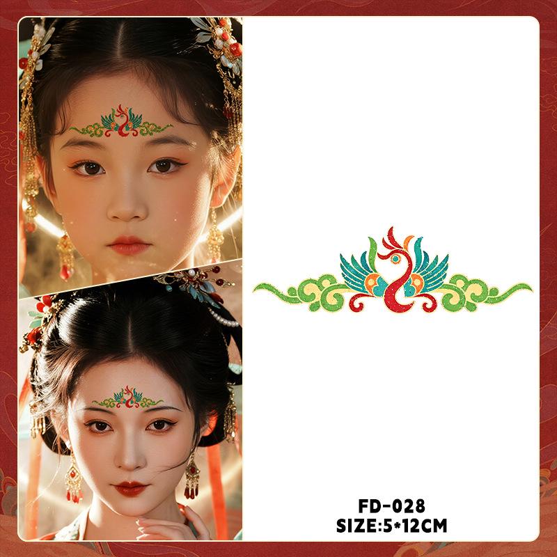 Ancient Style Dunhuang Glitter Face and Forehead Tattoo Stickers for Hanfu Costumes