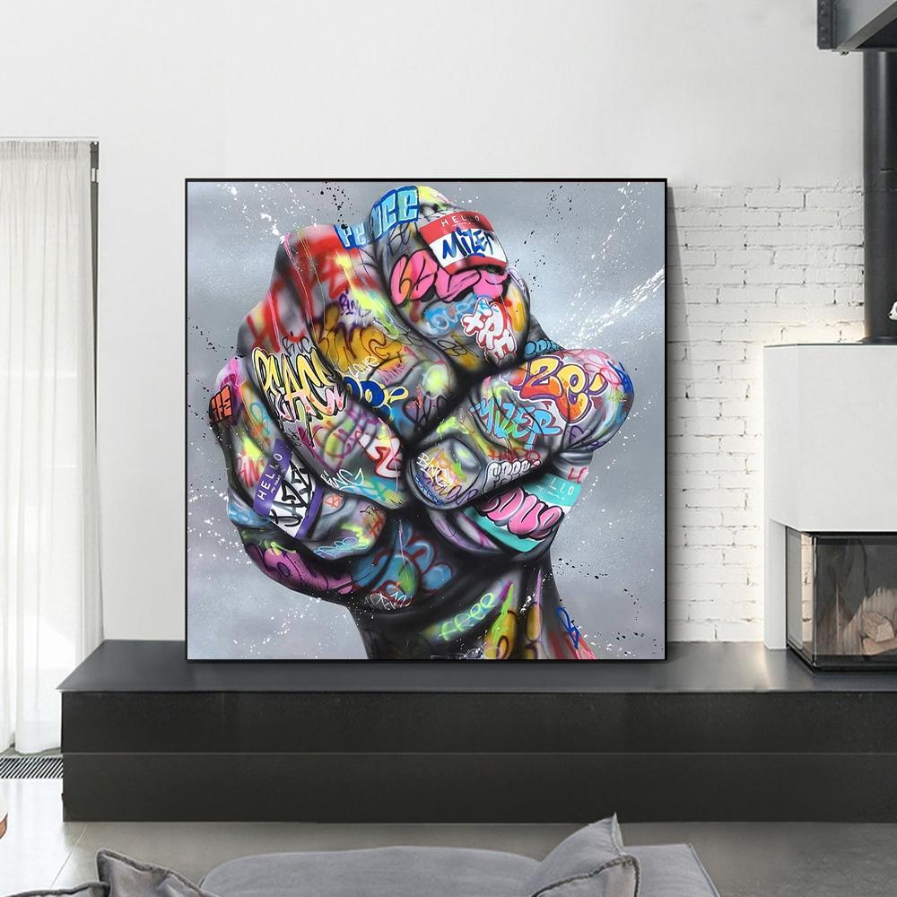 Graffiti płótno artystyczne malarstwo serce ręcznie plakaty i druki Cue Eyes zdjęcia do salonu dekoracje ścienne do domu Mural Cuadros