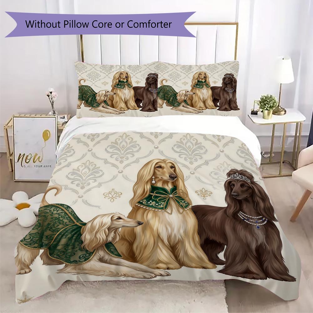 Royal Canine Fashion Pattern Bedding uilt Set uilt Cover Pillowcase Home Decoration Birthday Gift (1 * duvet cover + 2 * pillowcase without core)_XIA