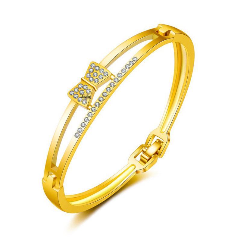 Korean Style Cute Bow Bracelet - Sweet & Versatile Full Diamond Jewelry for Female Students & Best Friends