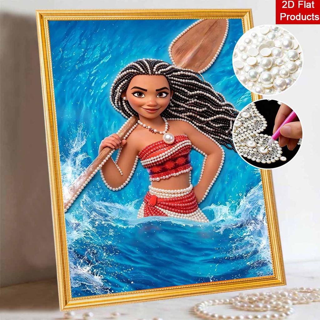 Disney Pearl Painting Moana Handmade DIY Pearl Gemstone Painting Pictures Crafts Special Shape Home Wall Decoration