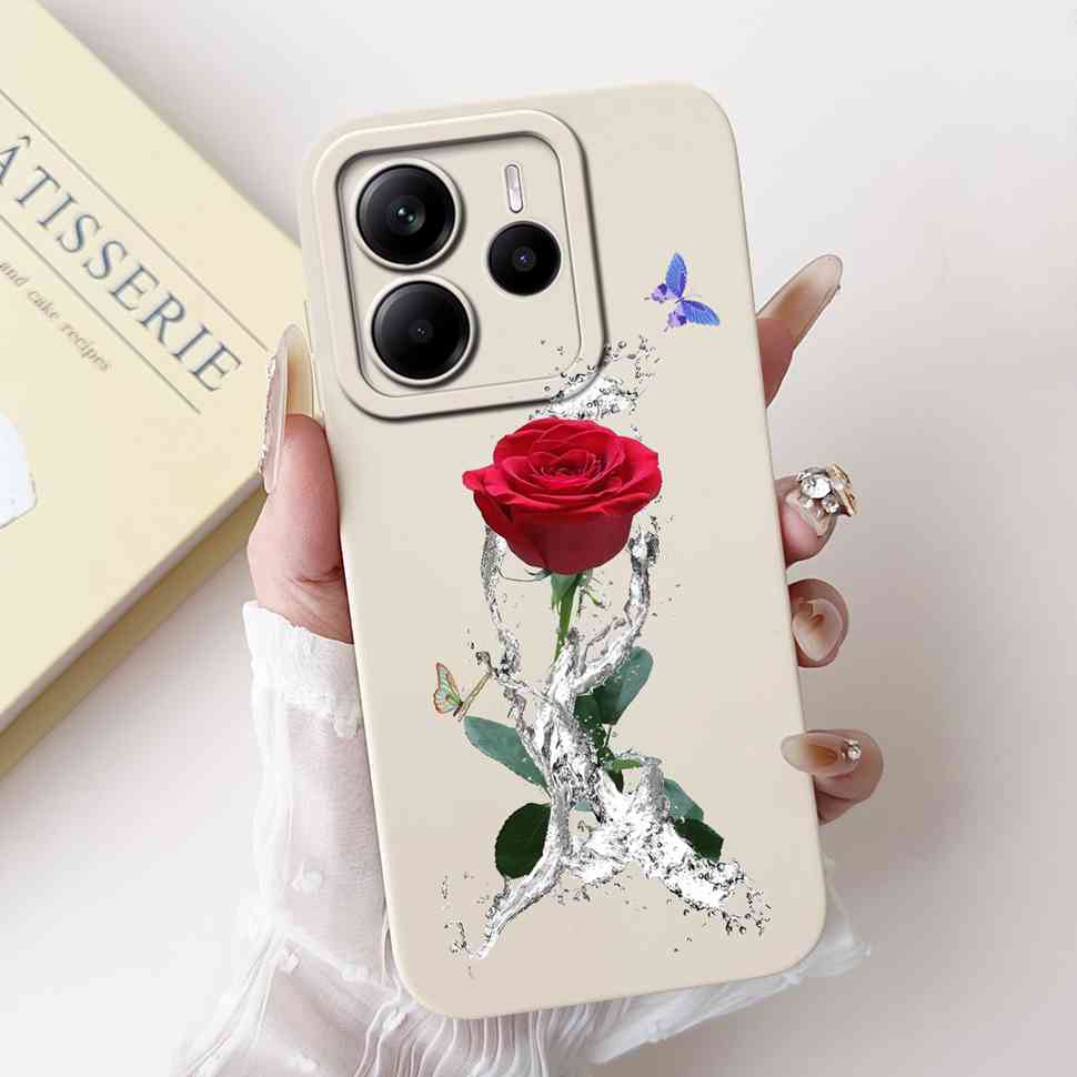 Luxury Rose Cover For Xiaomi Redmi Note 14 5G Case 6.67" Soft Slim Phone Case For Redmi Note 14 Note14 5G Capa Bags