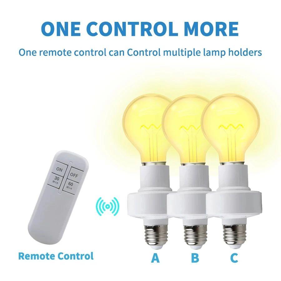 E27 Smart Timer Switch RF  433MHz Wireless Remote Control AC85-265V 10m Range Lamp Holde ON Off Light Bulb Base Socket