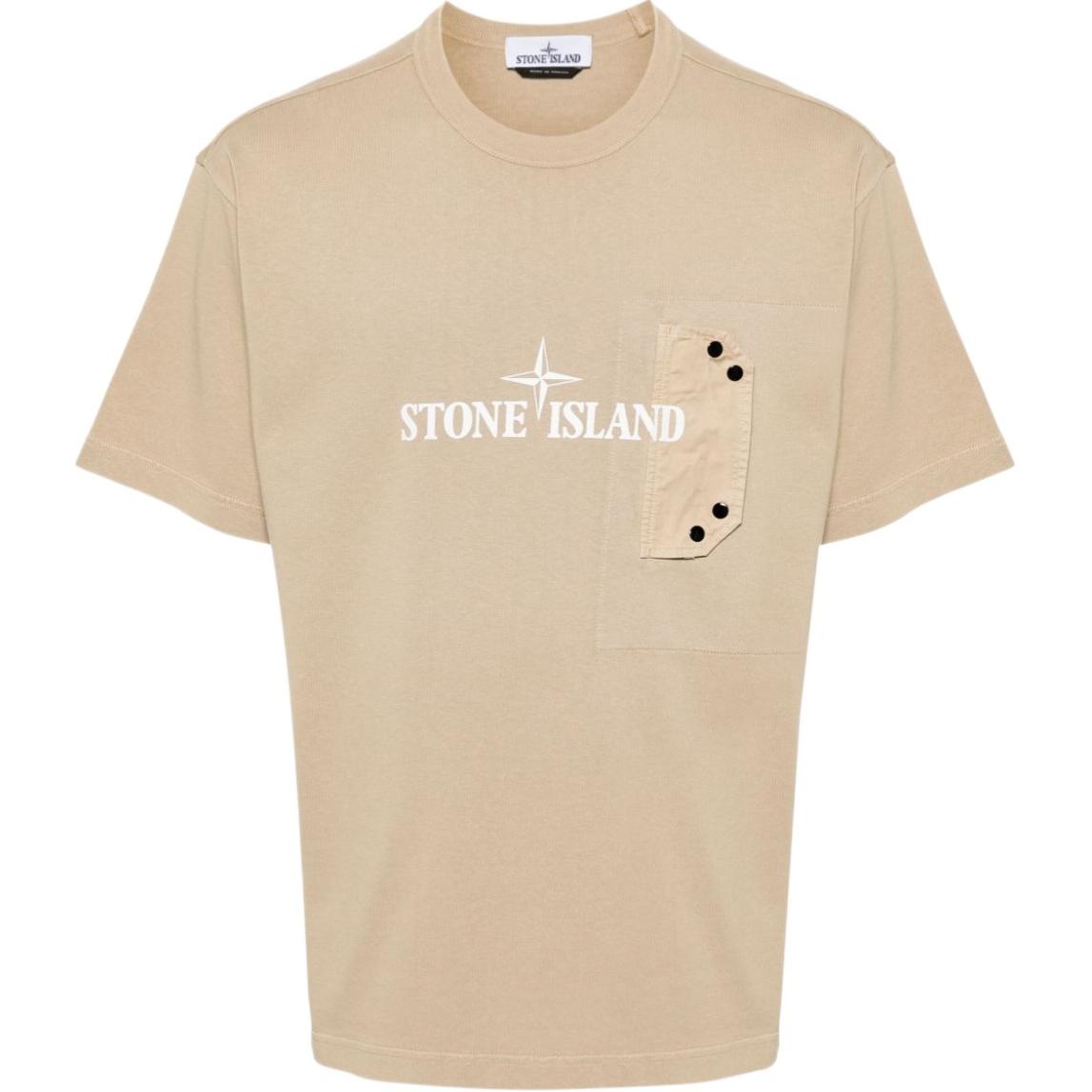 

STONE ISLAND Футболка мужская оверсайз с принтом логотипа, со спущенным плечом, с коротким рукавом, топы, бежевая 811521079-V0094 XL