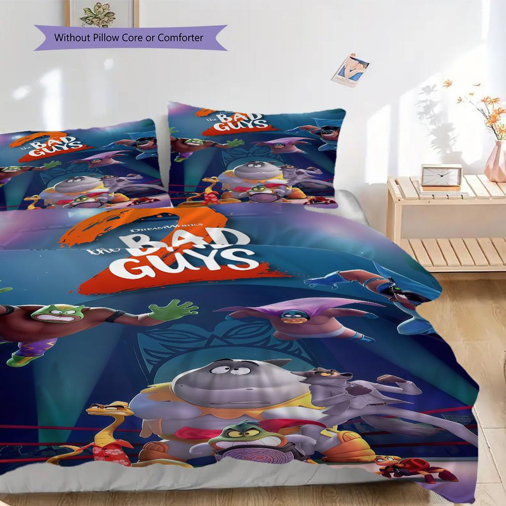 Bad Guys 2 Wild Adventure Bedding 1 Duvet Cover 2 Pillowcase Without Core Christmas Birthday Gift Duvet Cover And Pillowcase
