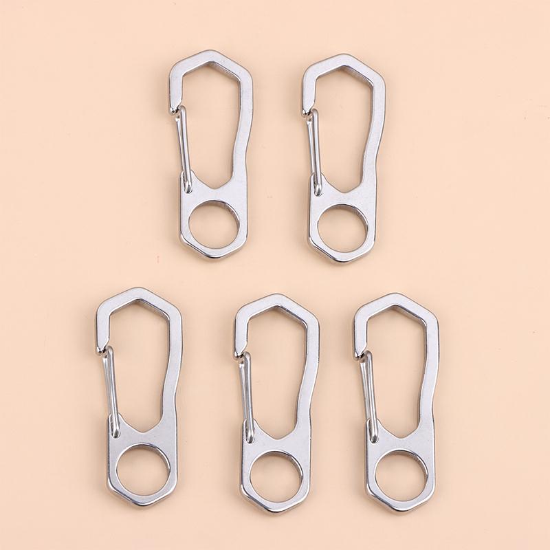 

2/5Pcs Stainless Steel Keychain Carabiner Buckle Outdoor Camping Spring Snap Hooks Dog Chain Key Chain Tool Clips Accessories round hole 5pcs