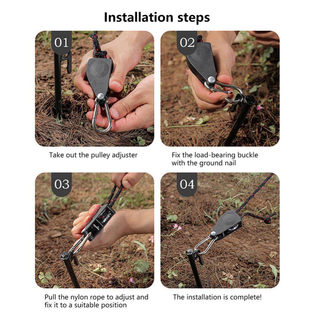 Rope Ratchet Rope Hanger Tent Lanyard Pulley Outdoor Pulley Adjuster Adjutsable Rope Hanger