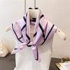 Simple Large Checkered Faux Silk Printed Square Scarf Shawl Neckerchief High-end Tie-on Small Square Headscarf Silk Scarf