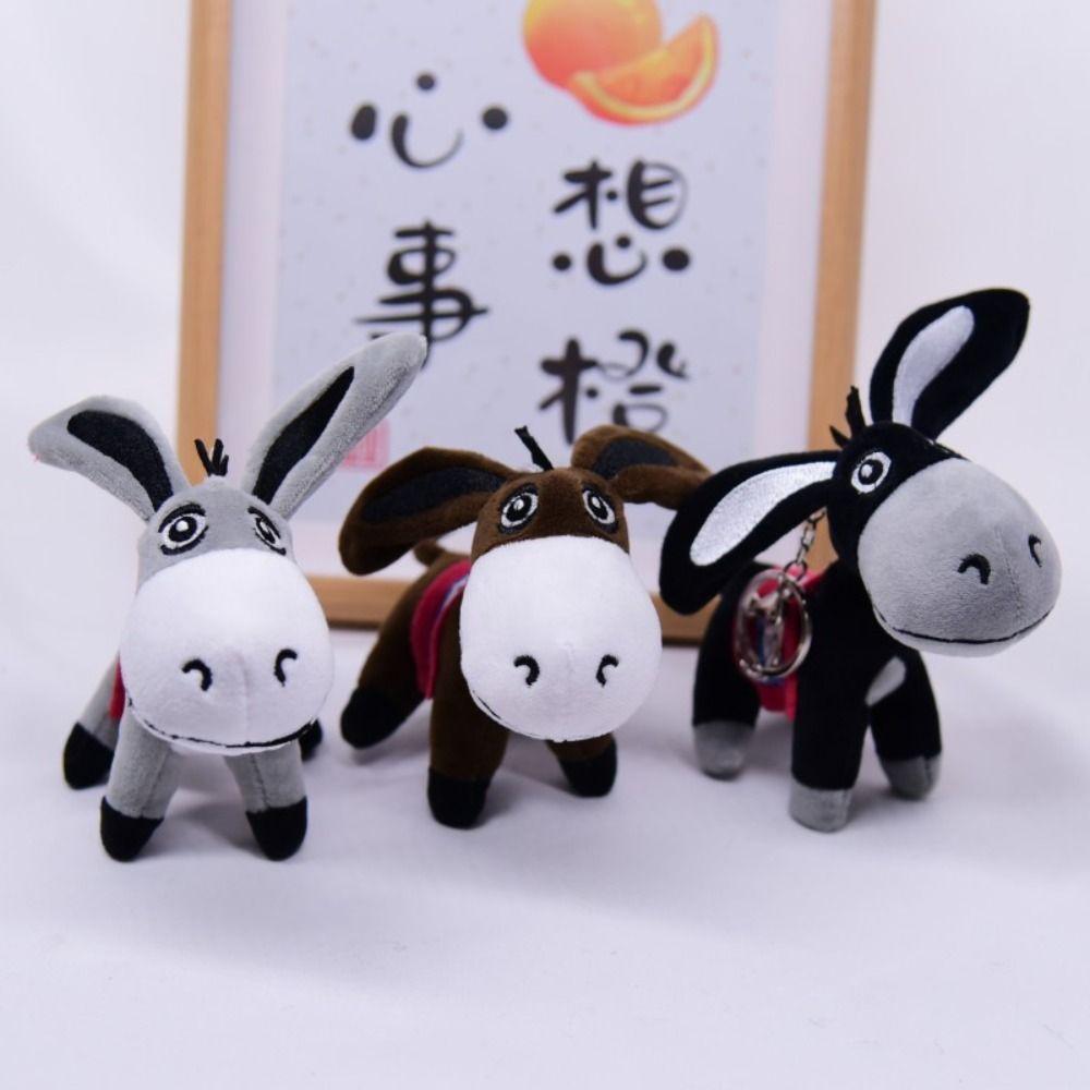Fluffy Donkey Plush Keychain Soft Donkey Plush Toy Mini Donkey Stuffered Dolls  Female Lady Girl