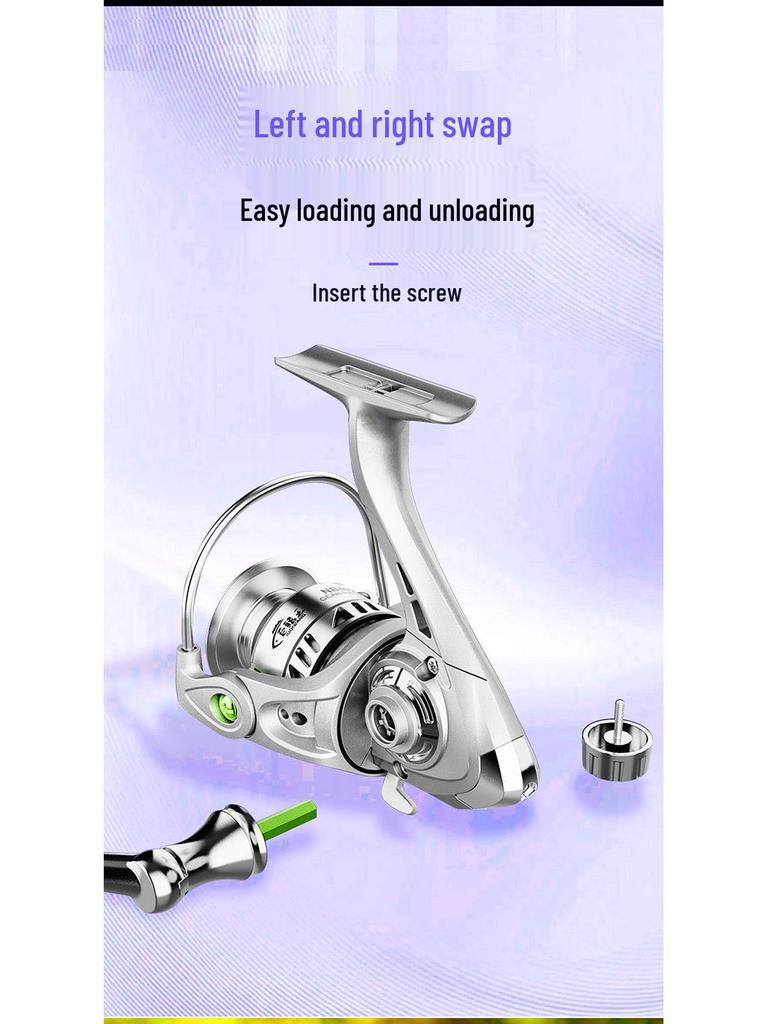 All-Metal Spinning Reel with Slanted Line Cup for Long-Cast Smooth Lure, Sea, and Rock Fishing.
