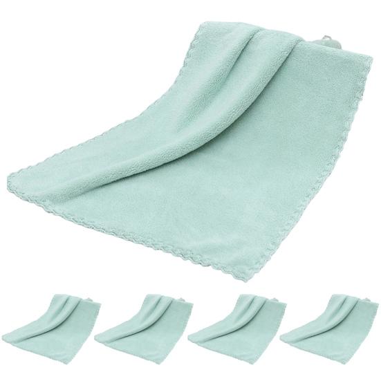 

5 шт. полезные чистящие полотенца, утолщенные чистящие полотенца для лица, прямоугольные, сильно впитывающие воду, полотенца для лица, аксессуары для ванной комнаты зелёный