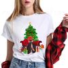 Fashion Cartoon Christmas Tree Graphic Women T-Shirts Summer Short Sleeve O-Neck Female Tops Streetwear Y2K Clothing