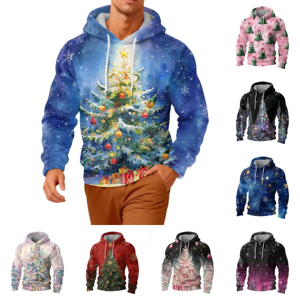 Men's Long-Sleeve Casual Flannel Hooded Sweatshirt