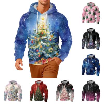 Men's Long-Sleeve Casual Flannel Hooded Sweatshirt