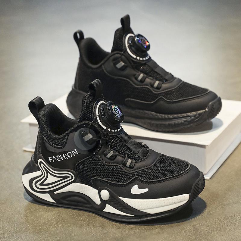

Boys shoes 2025 summer new children s basketball shoes medium and large children s rotating button mesh breathable running shoes 39