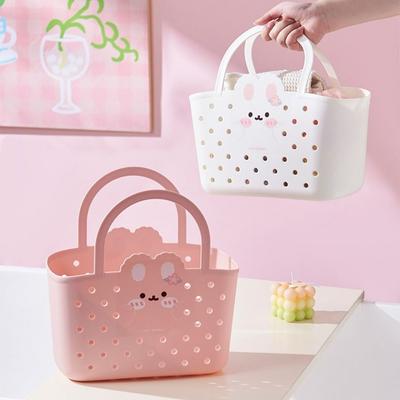 Soft Material Bath Basket Drainable Design Drainage Basket Portable Basket  Household Storage