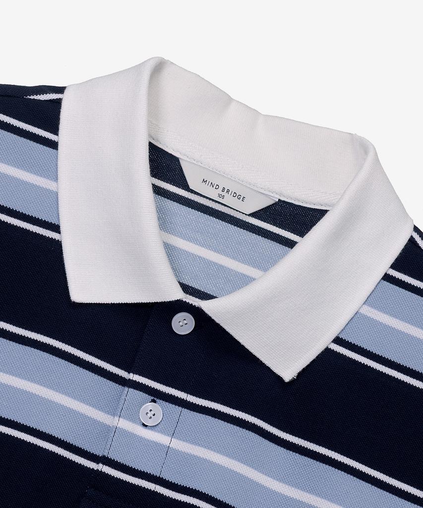 MINDBRIDGE Multi-Stripe Semi-Overfit Collared T-Shirt
