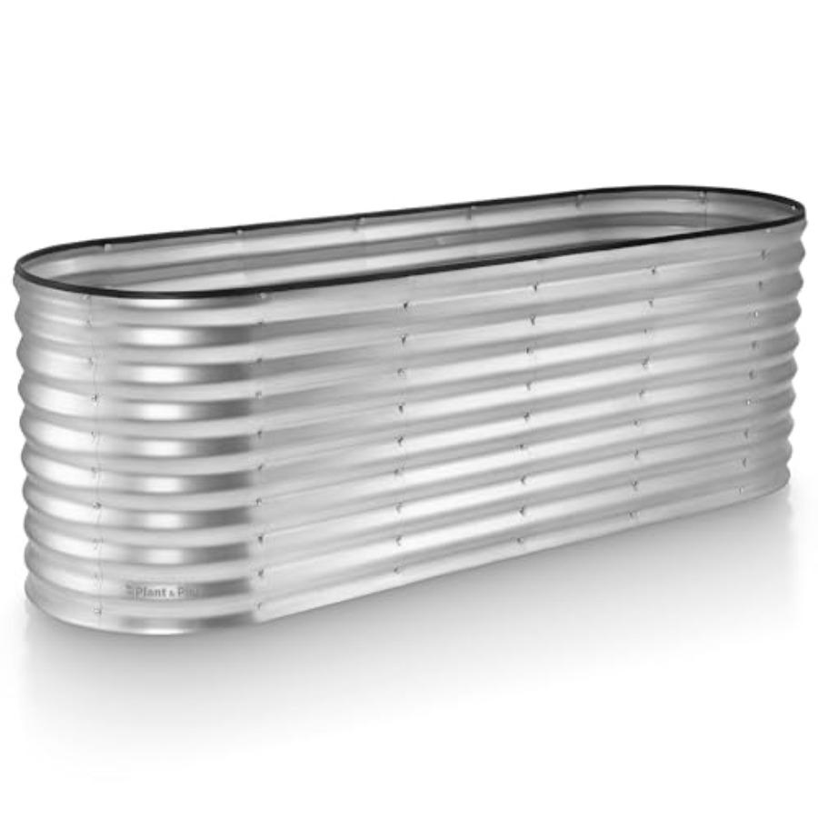 

Galvanized Raised Garden Beds Outdoor 6×2×2 ft Planter for Gardening Vegetables Flowers Large Metal Garden Box Silver Patented United States