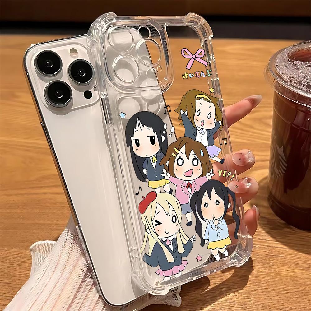 Japanese Anime K-ON! Phone Case For iPhone 16e 16 15 14 13 12 11 Mini Pro Max X XR XSMax 7 8 Plus Anti Fall Transparent Cover