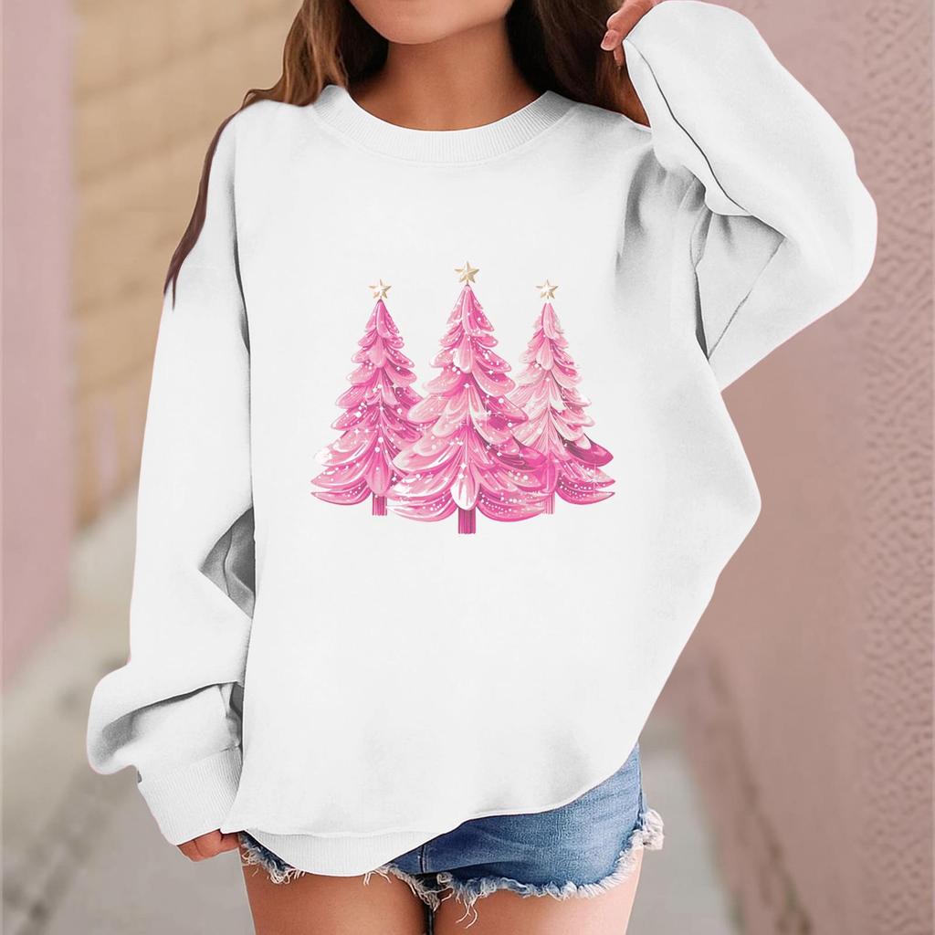 Children's Fashionable Casual Long-sleeved Loose Christmas Print Pullover Sweatshirt
