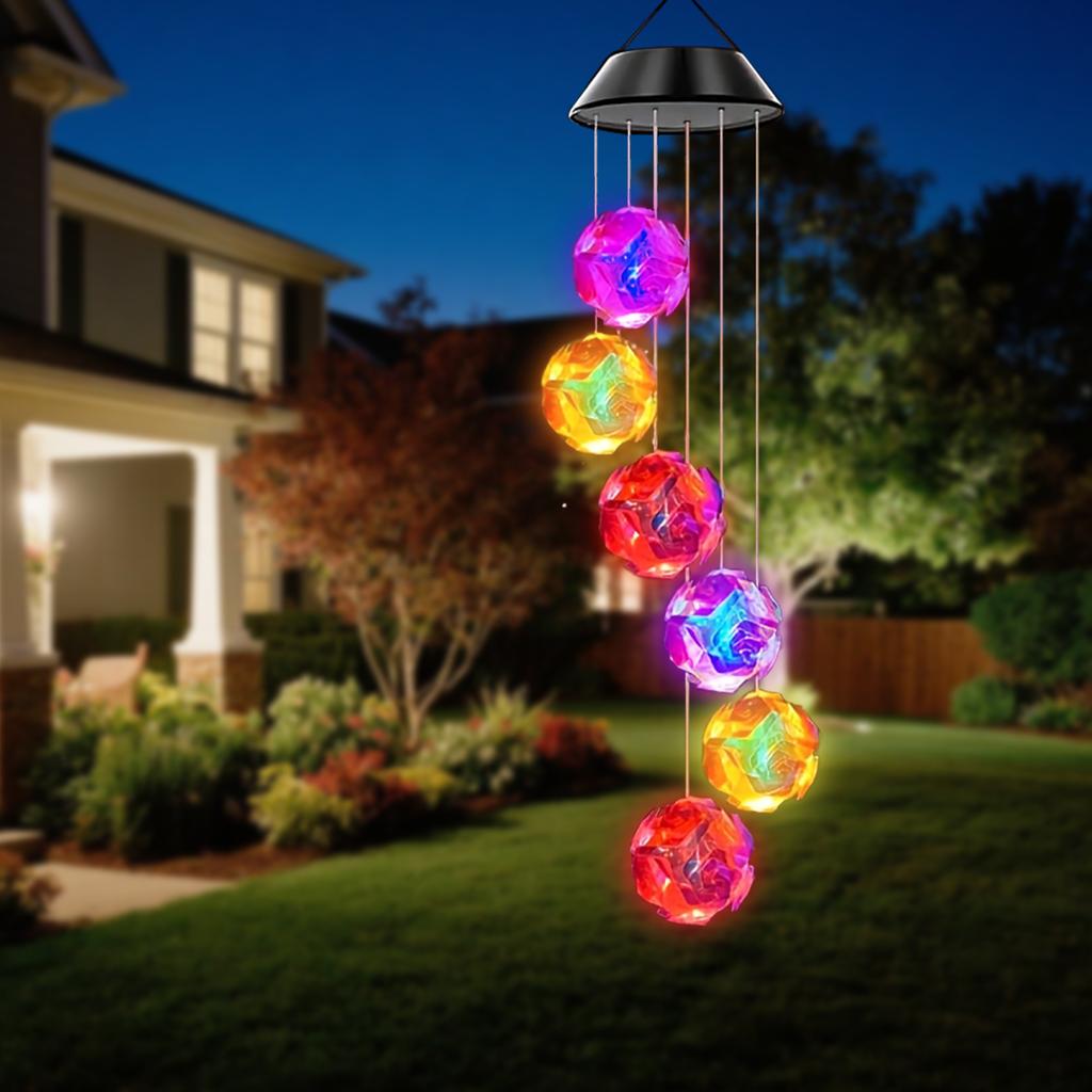 1 Pezzo Campanella Solare da Vento per Esterno, Luce da Giardino Sospesa a Cambiamento di Colore, Campanella Decorativa Alimentata ad Energia Solare per Patio/Giardino
