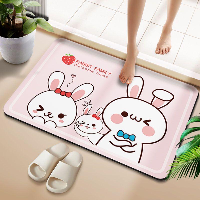 Bathroom diatom mud absorbent floor mat non-slip absorbent quick-drying foot mat shower room bathroom door cushion can be cut