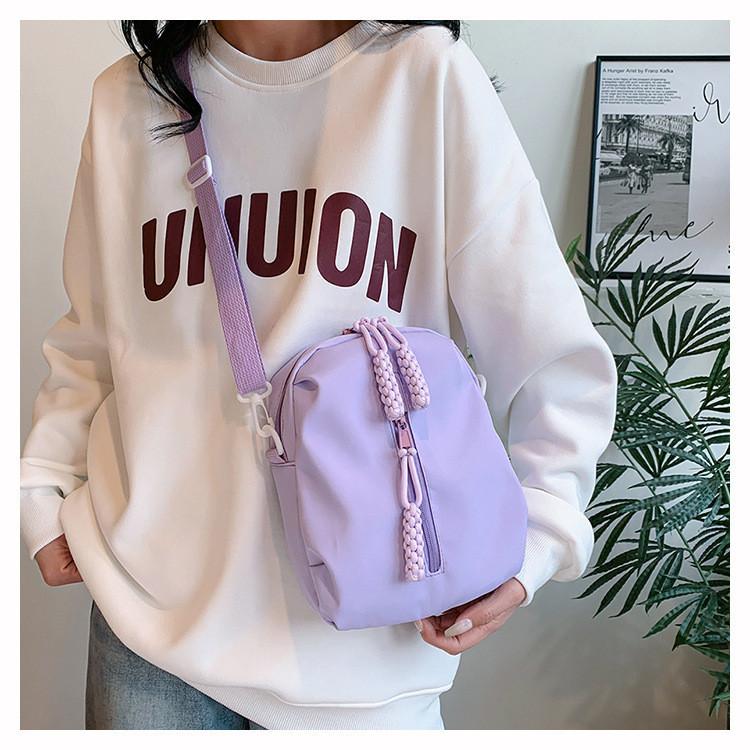 2024 New Women's Chest Bag Summer Small Fresh Casual Nylon Canvas Bag Street Fashion Cute Girl Minimal Crossbody Bag White Green Purple Black